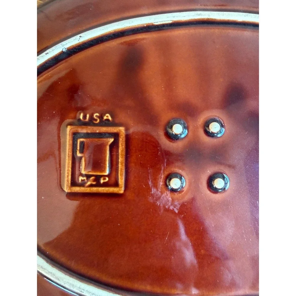Vintage McCoy Brown Drip Leaf Platter - Oval Stoneware Serving Dish - MCM